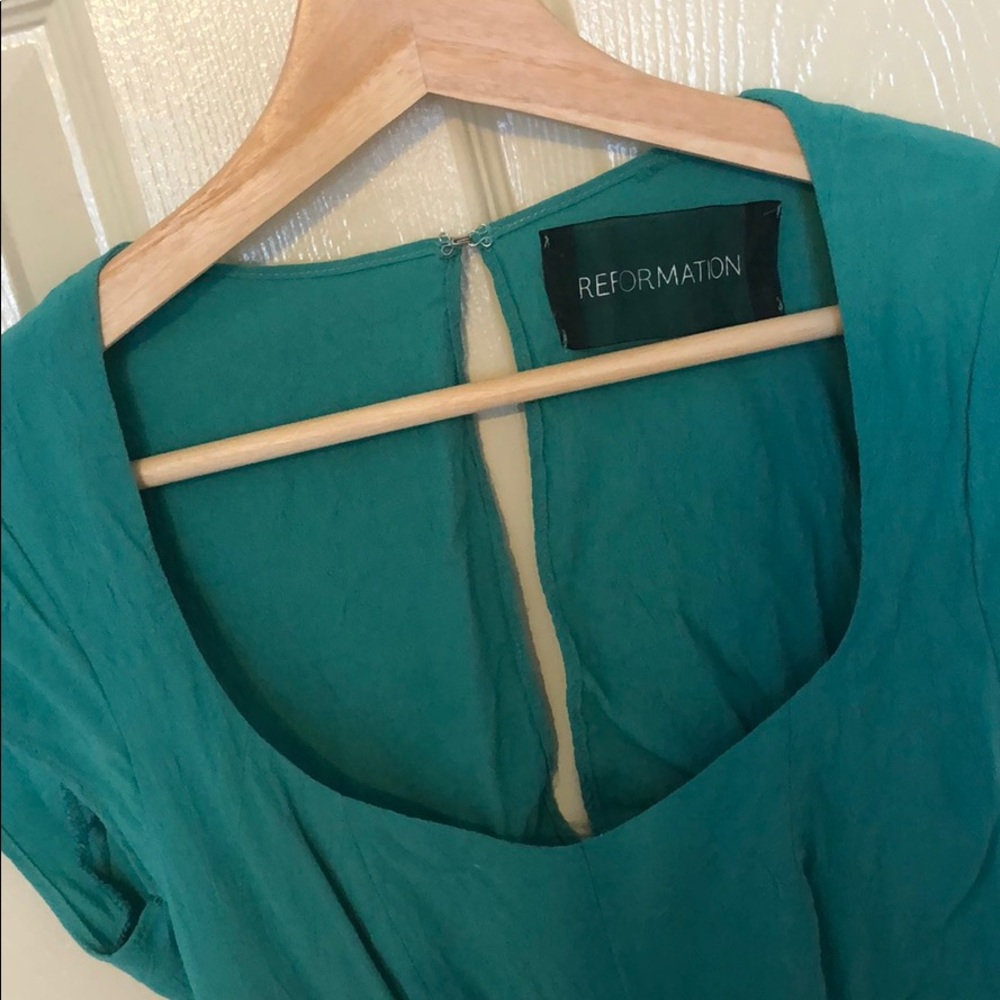 Reformation Green Backless Skater Dress - Picture 2 of 3